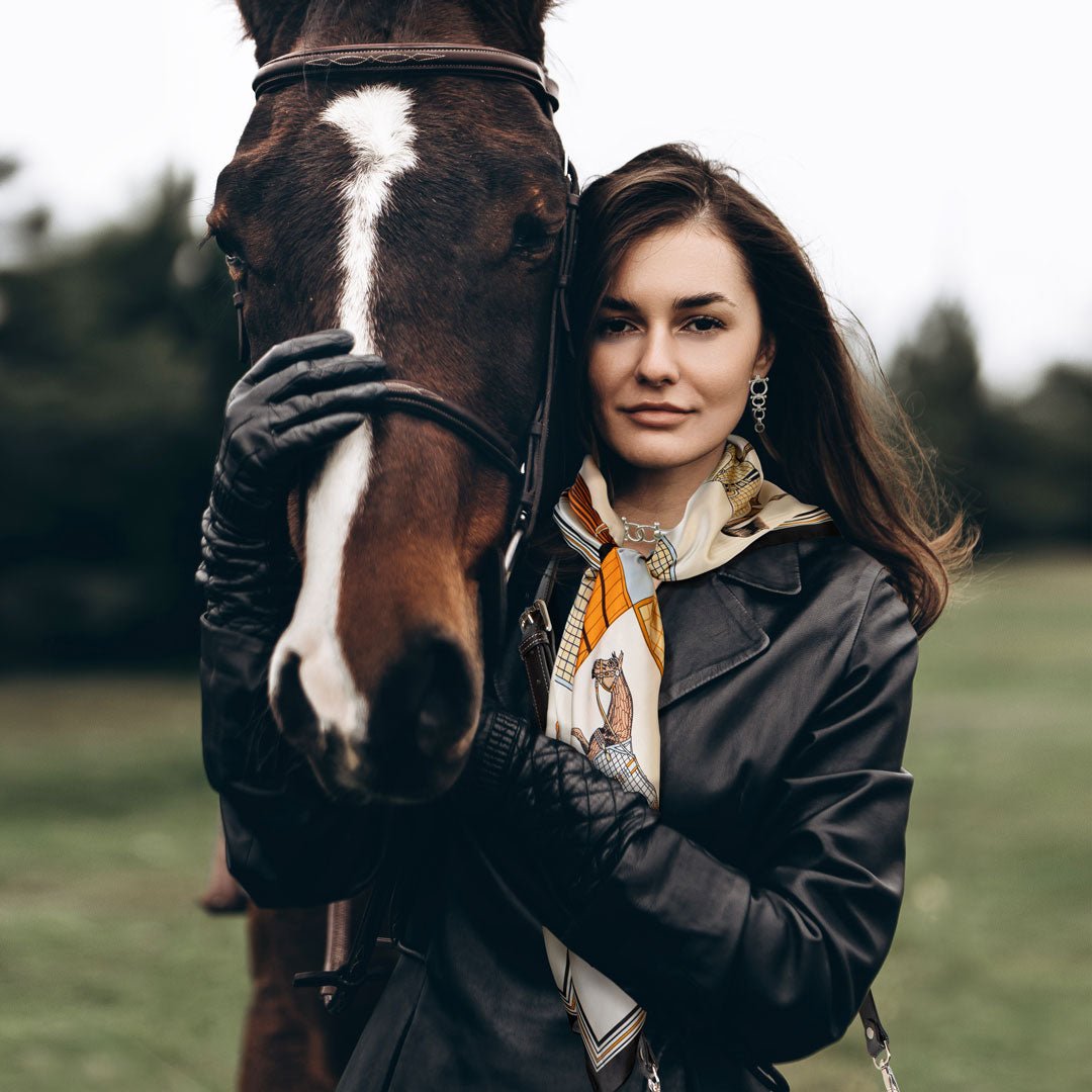 Signature - Stylized Equestrian Scarf in Deep Safron