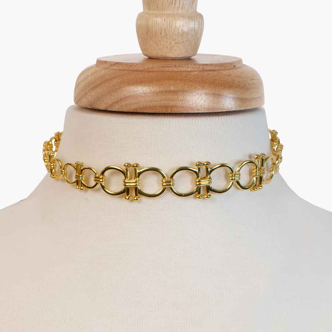 Bocara - Horse Bit Chain Link Equestrian Necklace in Gold