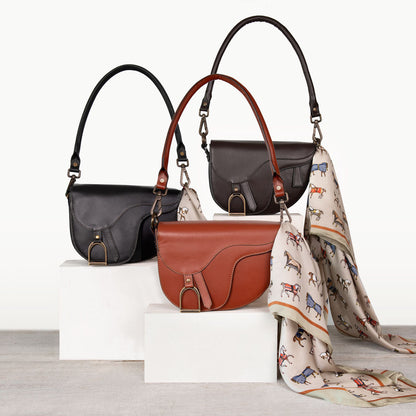 Signature Saddle Bag - Luxury Leather Handbag in Black