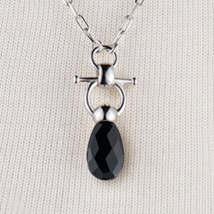 Droplette - Black Onyx Horse Bit Equestrian Earring in Silver
