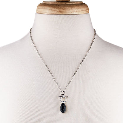 Droplette - Black Onyx Horse Bit Equestrian Earring in Silver