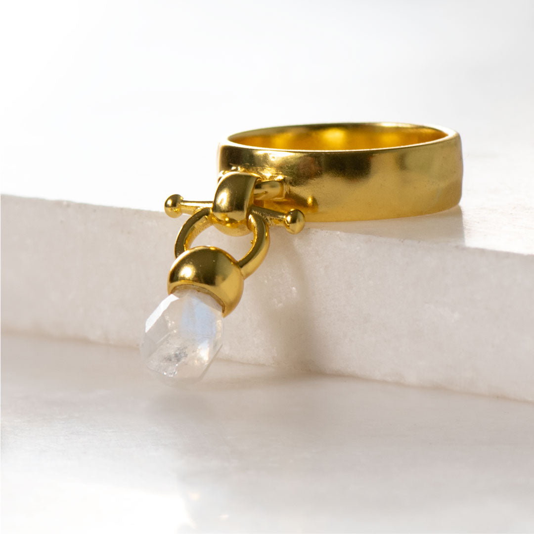 Briolette - Moonstone Equestrian Horse Bit Necklace in Gold