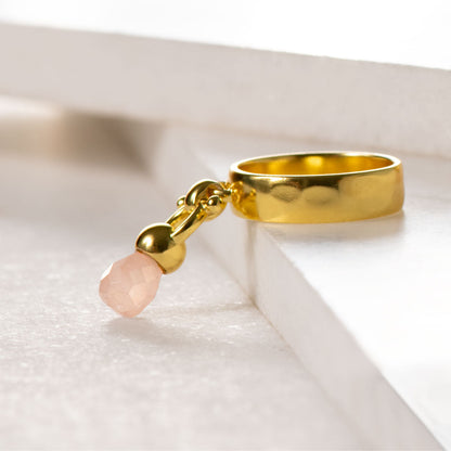 Adele - Rose Quartz Equestrian Horse Bit Necklace in Gold