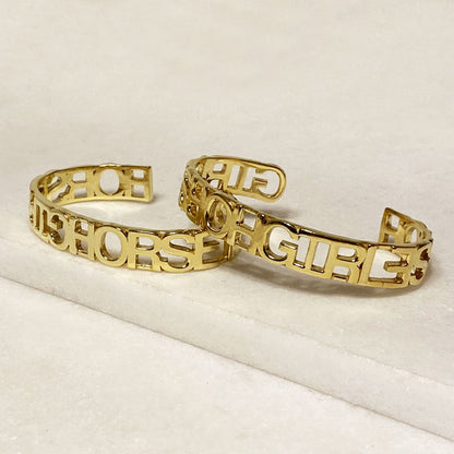 Horse Girl - Equestrian Cuff Bracelet in Gold