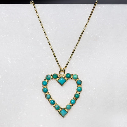Keepsake - Turquoise Heart Necklace in Gold