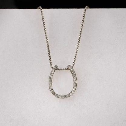 Levade -Moissanite Horseshoe Equestrian Necklace in Silver