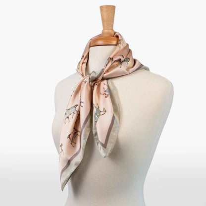 Hunt Club - Stylized Equestrian Scarf in Ivory and Dusty Pink