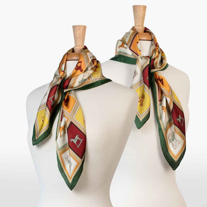 Pony Club - Stylized Equestrian Scarf in Hunter Green, Wine & Amber