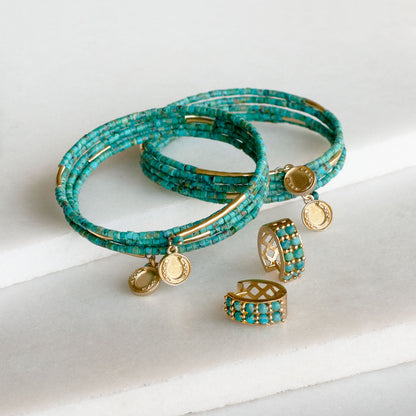 Prism - Turquoise Horseshoe Coin Earring