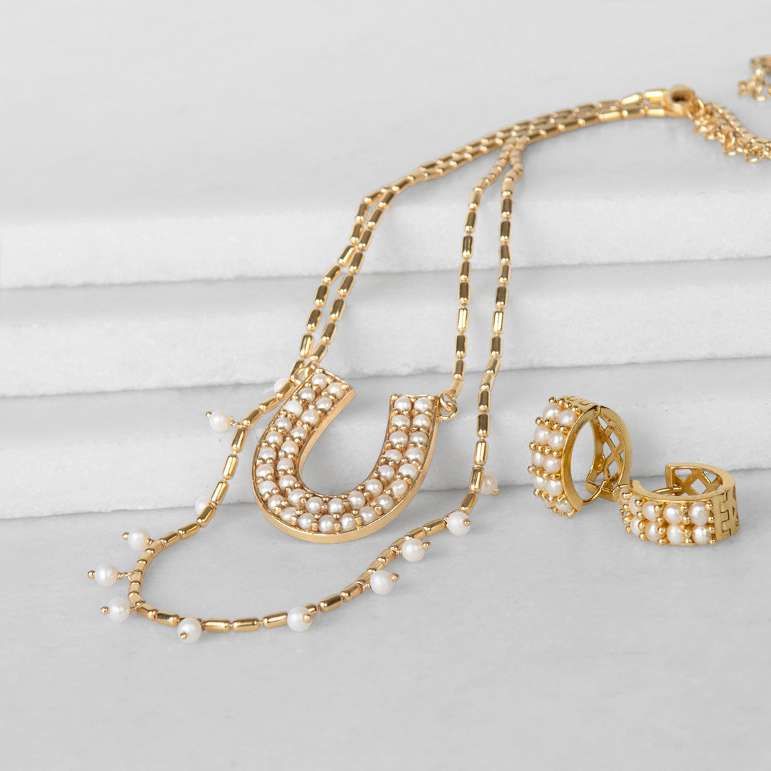 Prism - Pearl Horseshoe Coin Earring
