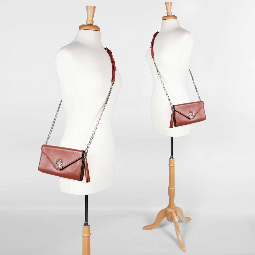 Del Mar - Horse Bit Crossbody Luxury Leather Handbag in Cognac