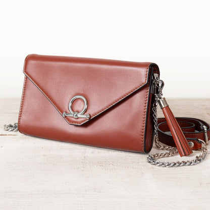 Del Mar - Horse Bit Crossbody Luxury Leather Handbag in Cognac