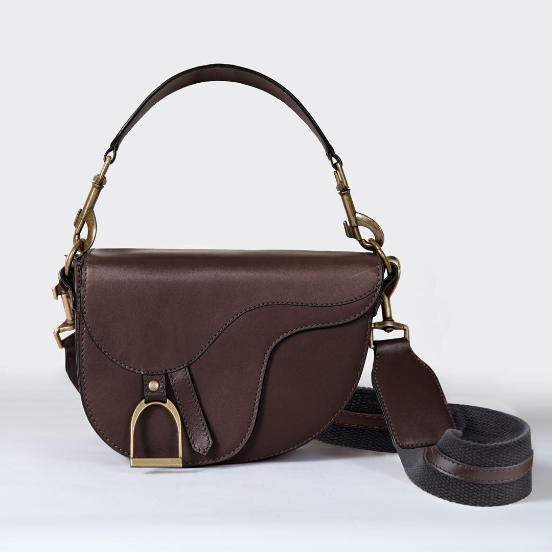 Signature Saddle Bag - Luxury Leather Handbag in Deep Brown