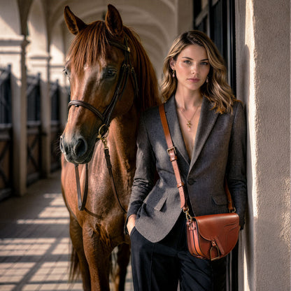 Signature Saddle Bag - Luxury Leather Handbag in Cognac