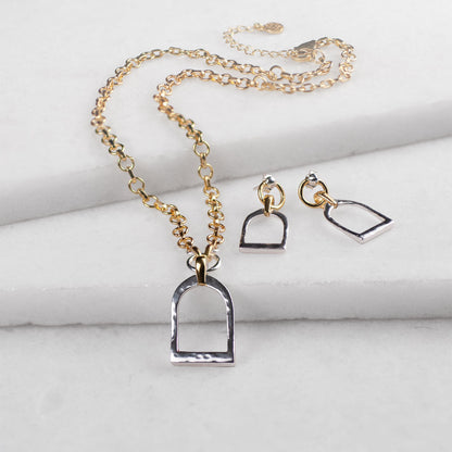 Denby - Two Tone Equestrian Riding Stirrup Necklace