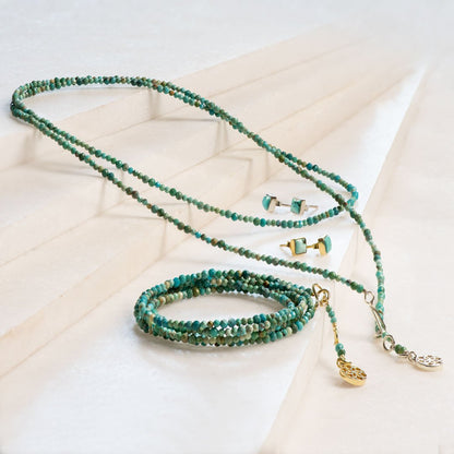 Keepsake - Turquoise Equestrian Riding Stirrup Necklace in Gold
