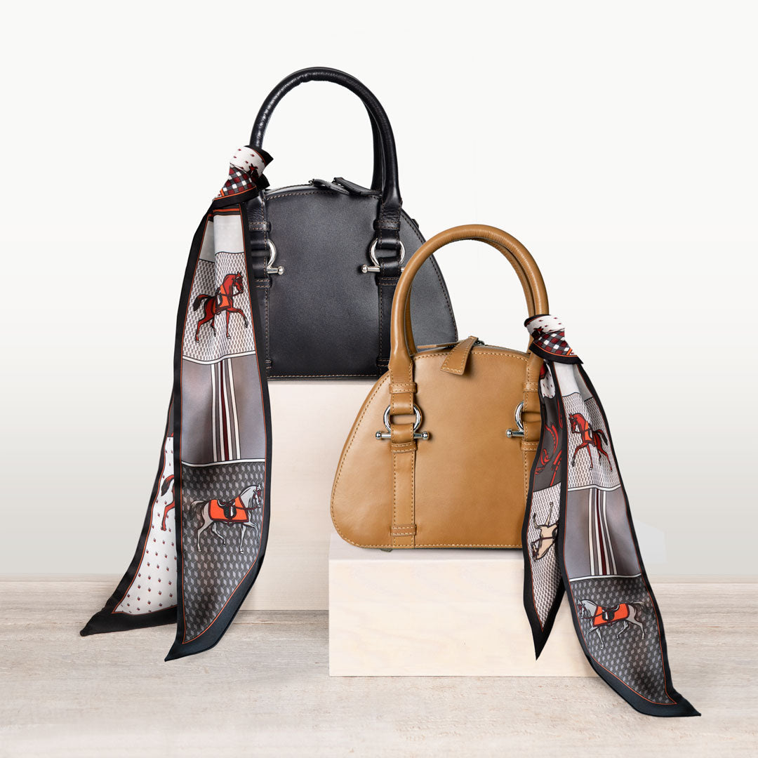 Kella - Horse Bit Vanity Luxury Leather handbag in Black