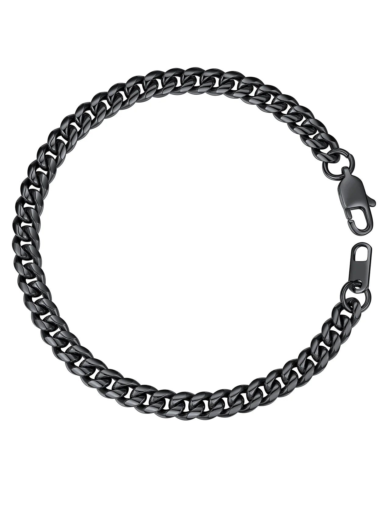Men Chain Bracelet Black Cuban Curb Bracelet 6MM 8.3 Inch Wrist Bracelet Mens Birthday Father Day Graduation Jewelry Gifts for Him Dad Adults Age