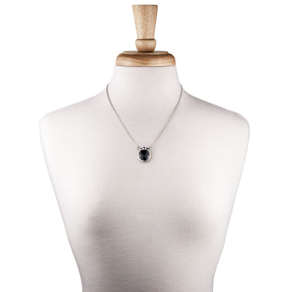 Adele - Black Onyx Equestrian Horse Bit Necklace in Silver