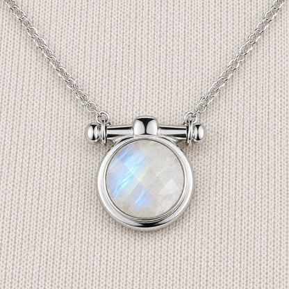 Adele - Moonstone Equestrian Horse Bit Necklace in Silver