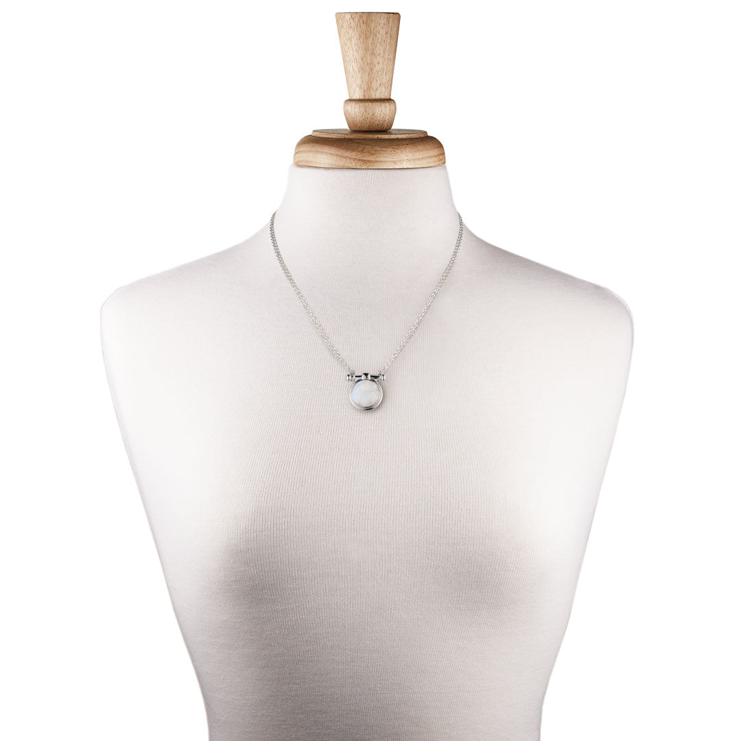 Adele - Moonstone Equestrian Horse Bit Necklace in Silver