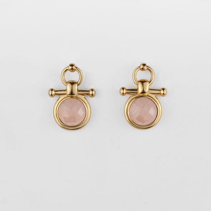 Adele - Rose Quartz Horse Bit Equestrian Earring in Gold