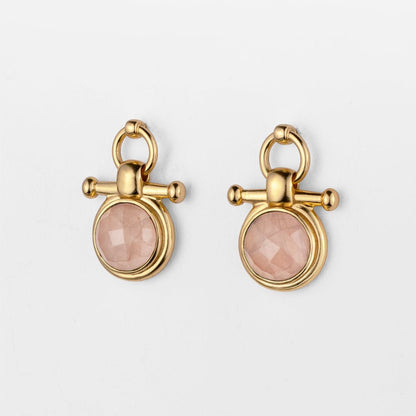 Adele - Rose Quartz Horse Bit Equestrian Earring in Gold