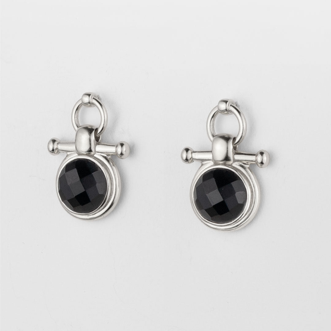Adele - Black Onyx Equestrian Horse Bit Necklace in Silver