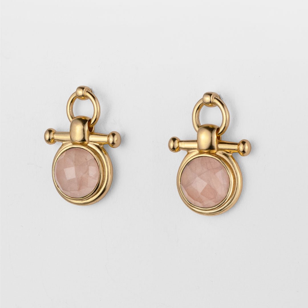 Adele - Rose Quartz Equestrian Horse Bit Necklace in Gold