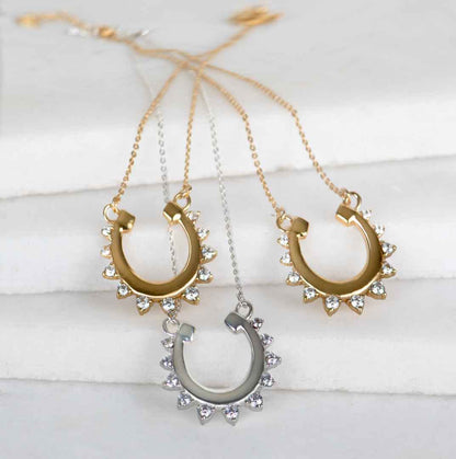 Anola - Diamond Cut Horseshoe Necklace in Silver