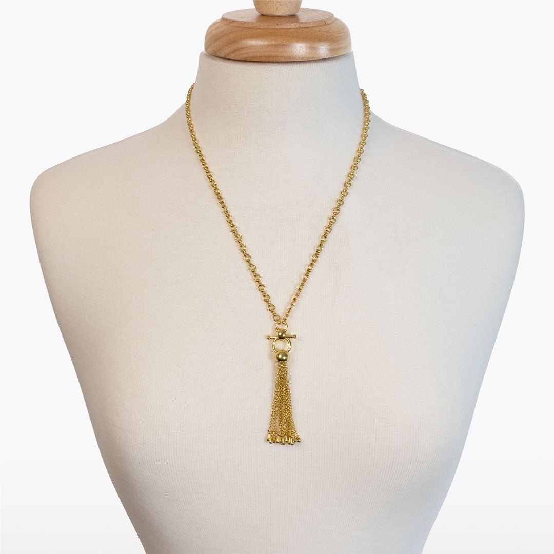 Aria - Chain Tassel Equestrian Horse Bit Necklace in Gold