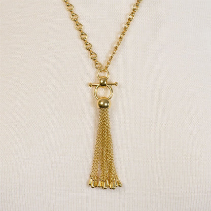 Aria - Chain Tassel Equestrian Horse Bit Necklace in Gold