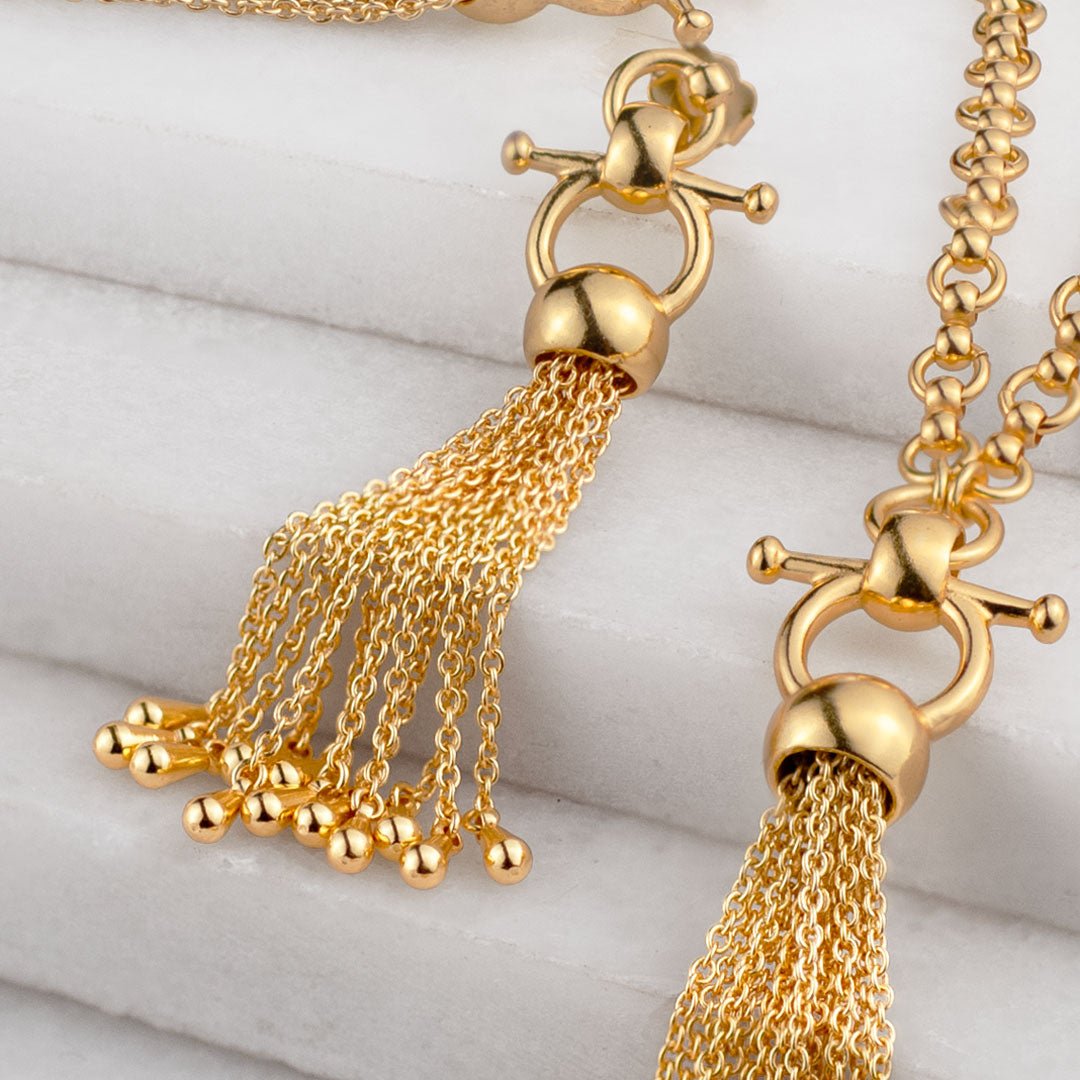 Aria - Chain Tassel Equestrian Horse Bit Necklace in Gold