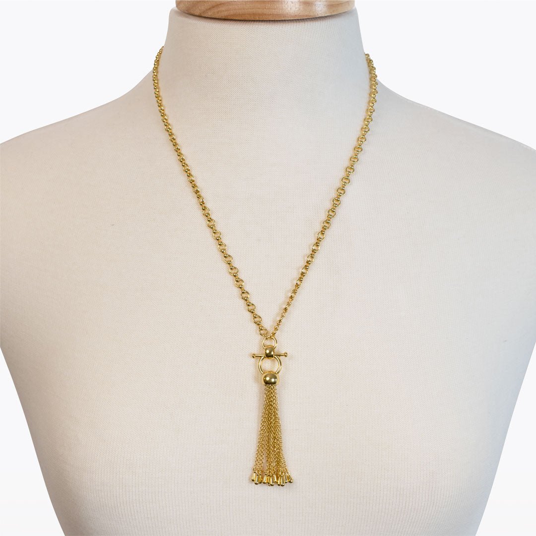 Aria - Chain Tassel Equestrian Horse Bit Necklace in Gold