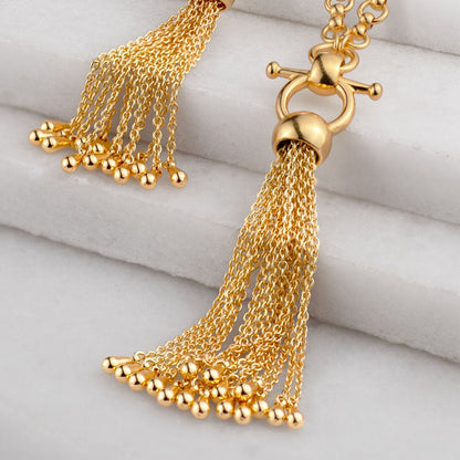 Aria - Chain Tassel Equestrian Horse Bit Necklace in Gold