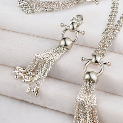 Aria - Chain Tassel Equestrian Horse Bit Necklace in Silver