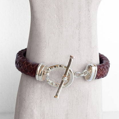 Aristo - Sterling Silver Brown Leather Horseshoe Bracelet