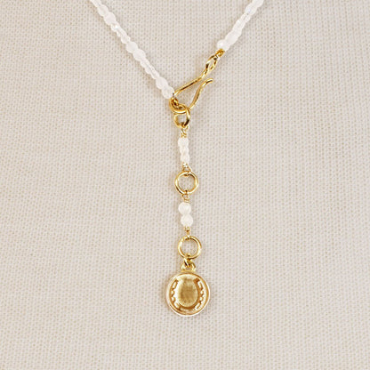 Aurora - Moonstone & Gold Horseshoe Coin Strand Necklace