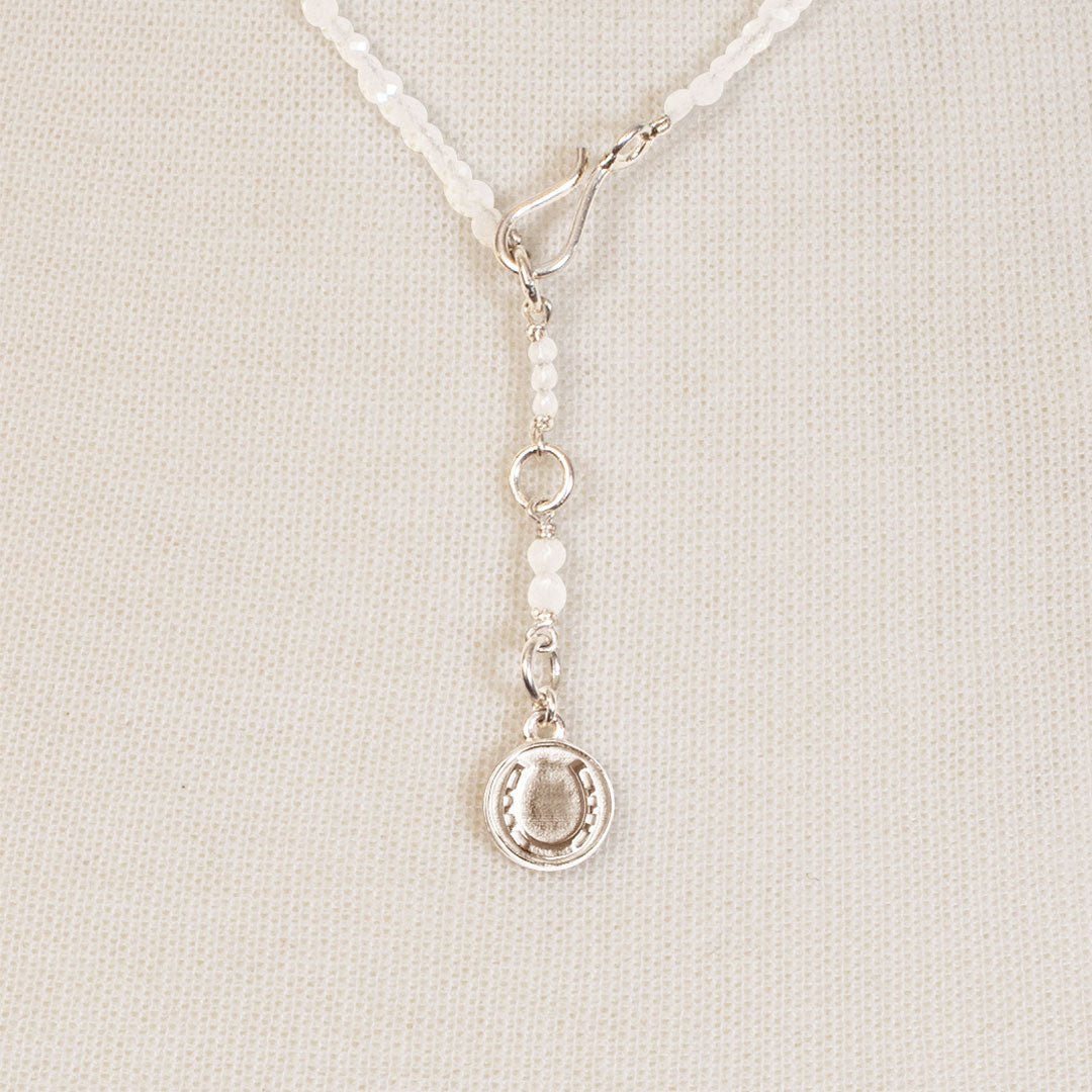 Aurora - Moonstone & Silver Horseshoe Coin Strand Necklace