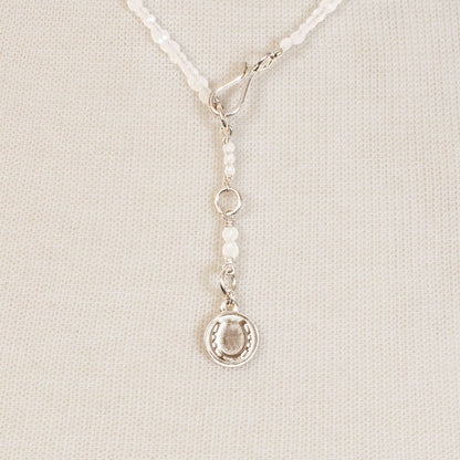 Aurora - Moonstone & Silver Horseshoe Coin Strand Necklace