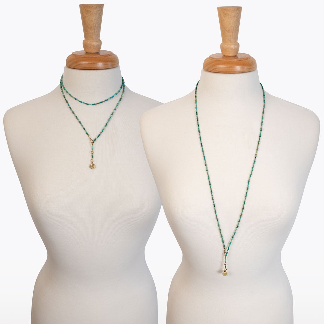 Aurora - Turquoise & Gold Horseshoe Coin Strand Necklace