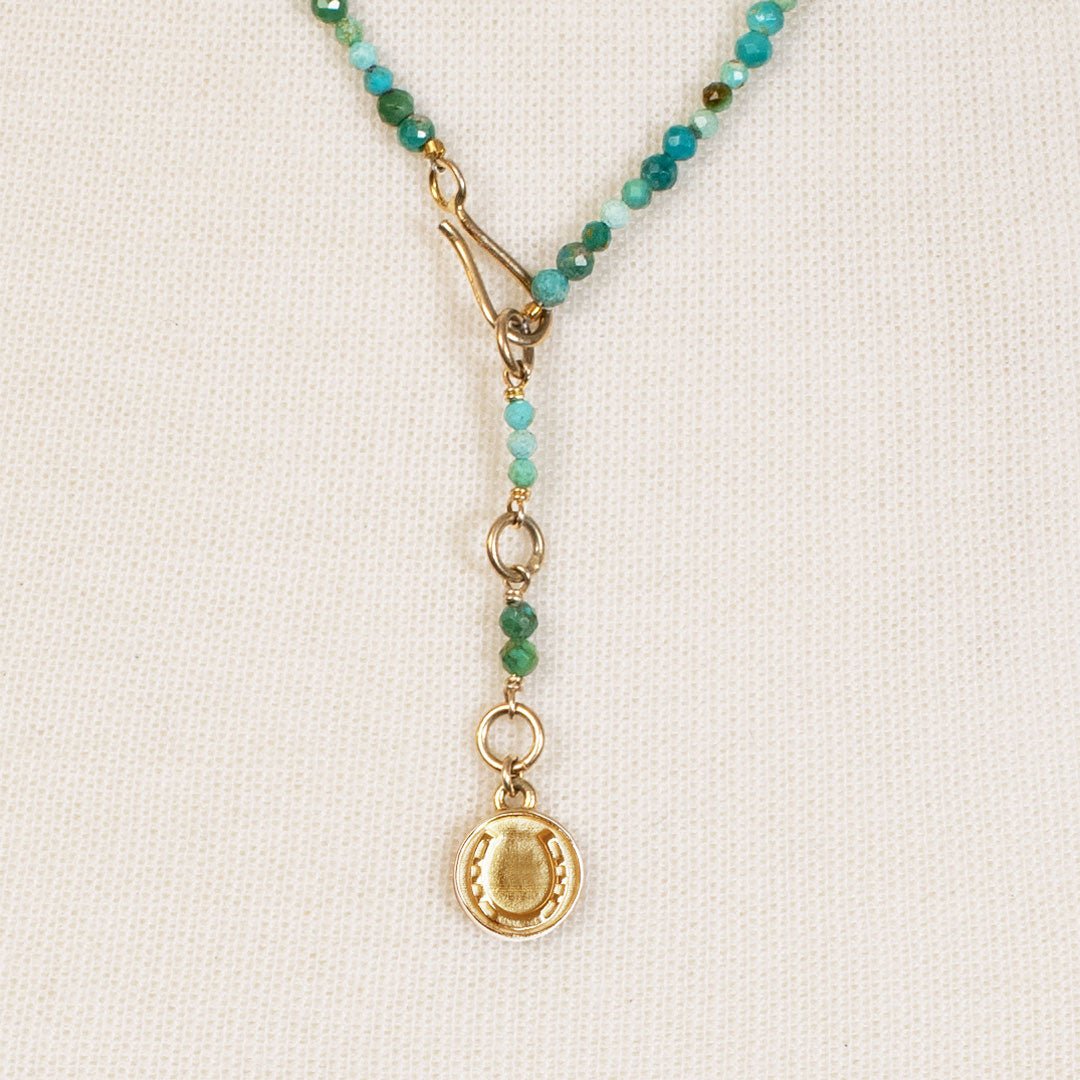 Aurora - Turquoise & Gold Horseshoe Coin Strand Necklace