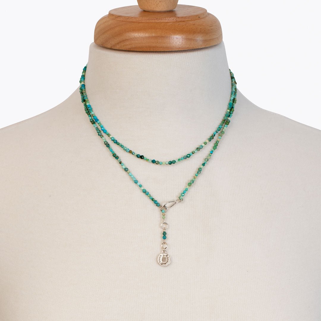 Aurora - Turquoise & Silver Horseshoe Coin Strand Necklace
