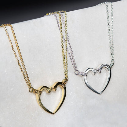 Ava - Equestrian Horseshoe Nail Heart Necklace in Gold