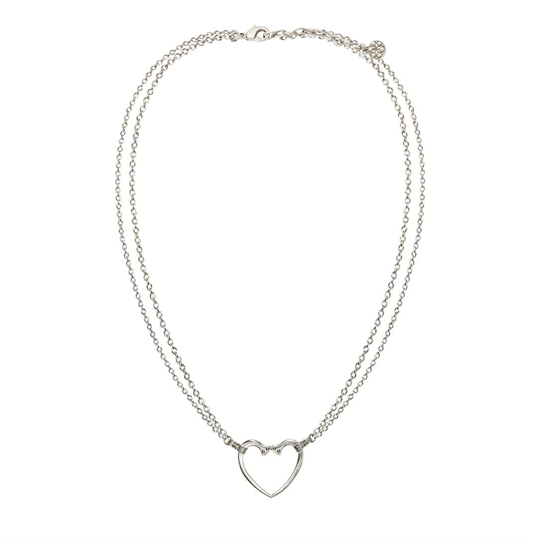 Ava - Equestrian Horseshoe Nail Heart Necklace in Silver