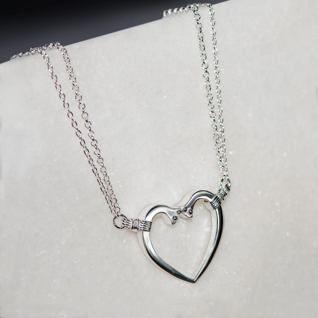 Ava - Equestrian Horseshoe Nail Heart Necklace in Silver
