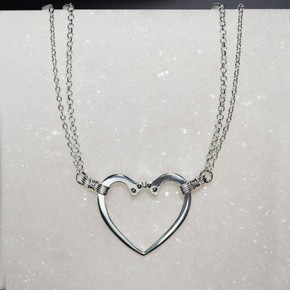 Ava - Equestrian Horseshoe Nail Heart Necklace in Silver