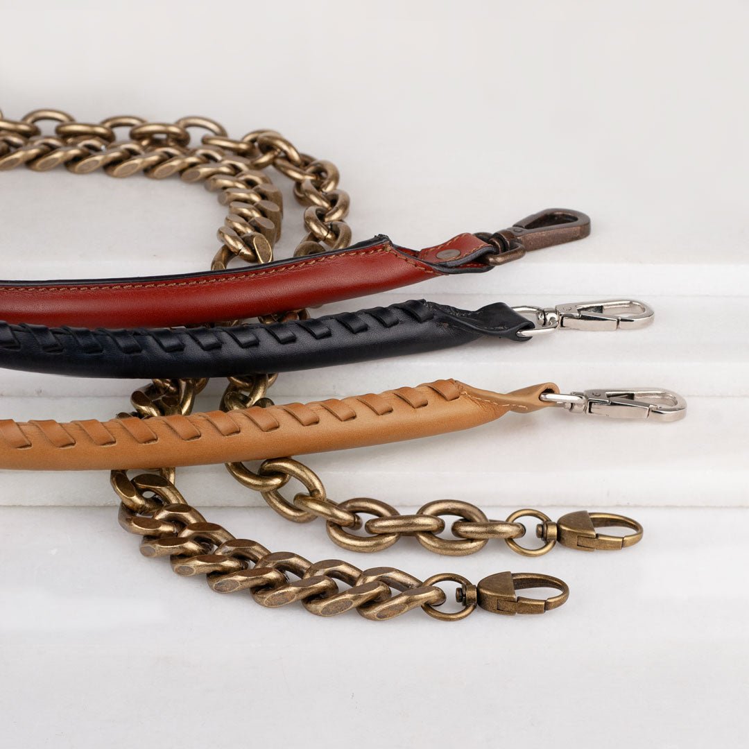 Baseball Stitch Short Strap - Nickel with Caramel Leather