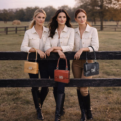 Bella -  Horse Bit Talisman Crossbody Luxury Leather Handbag in Caramel