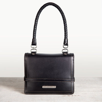Bella -  Horse Bit Talisman Crossbody Luxury Leather Handbag in Black